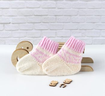 Babysocken weiß rosa grau