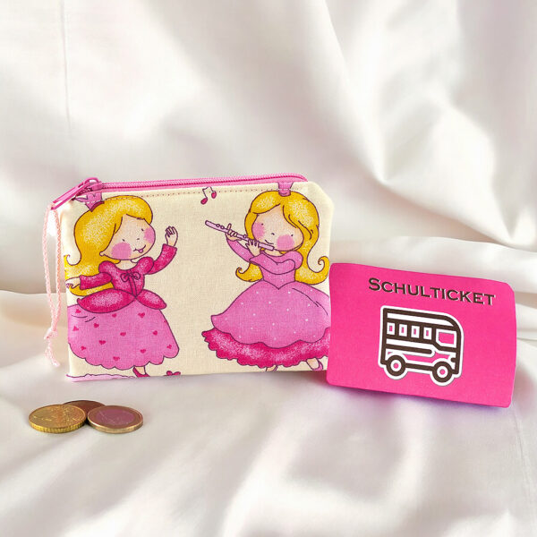 Geldbörse für Kinder mit Prinzessin und rosa Futter