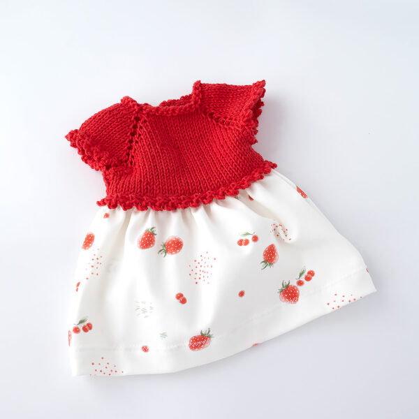 Puppenkleidung Kleid mit Erdbeeren