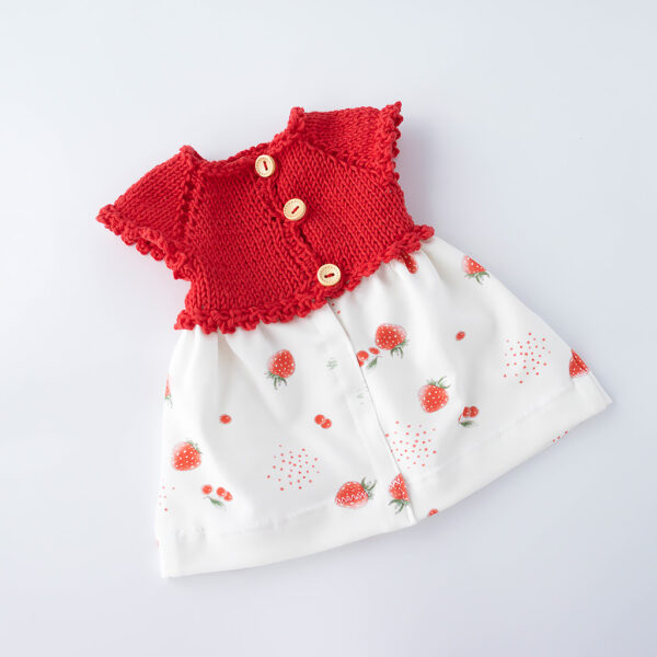 Puppenkleidung Kleid mit Erdbeeren