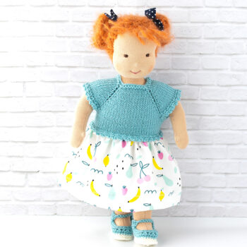 Puppenkleidung Kleid mit Obst mit Puppe