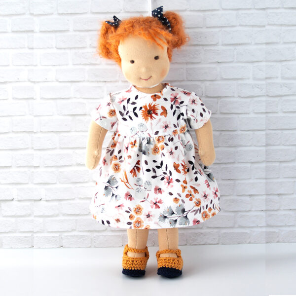 Puppenkleidung Herbstblumen Kleid