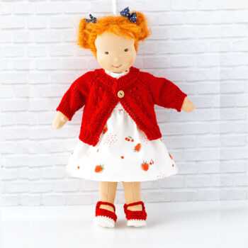 Puppenkleidung Kleid mit Erdbeeren