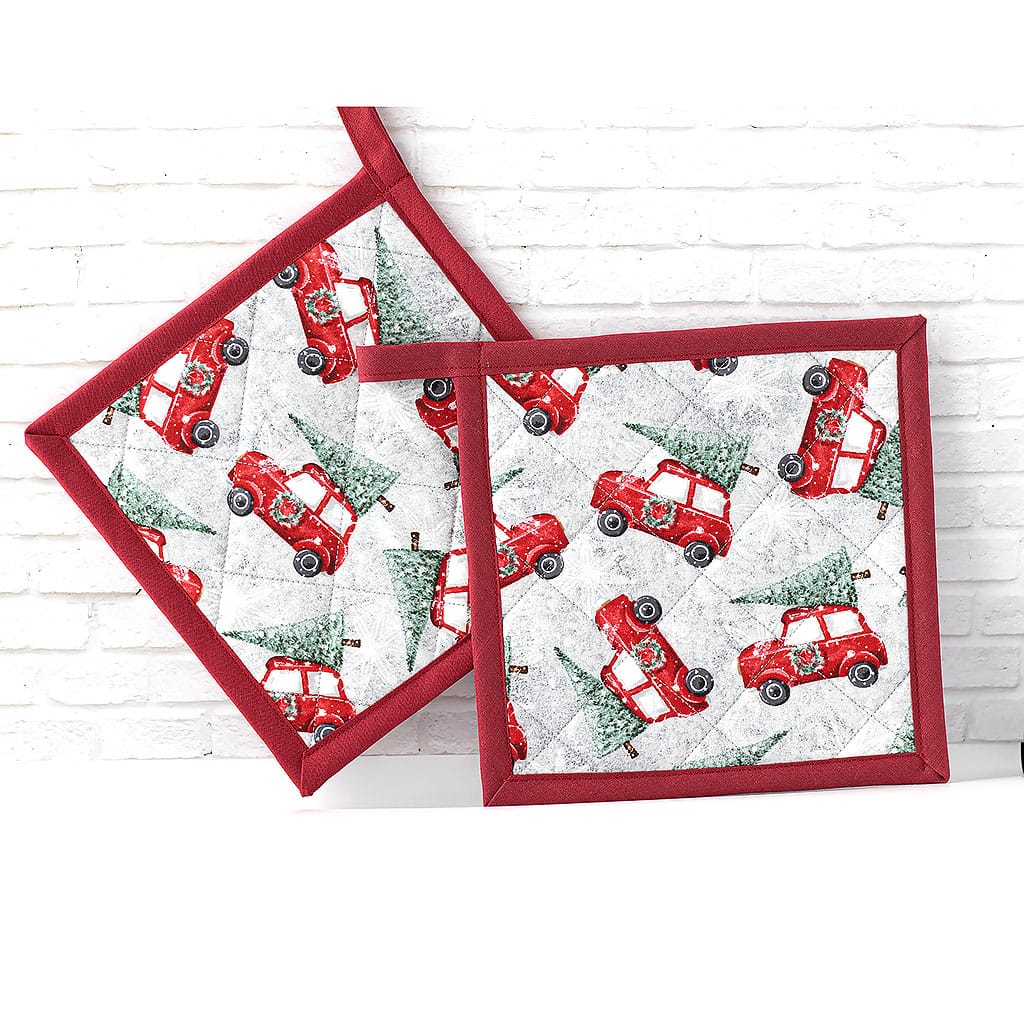 Topflappen mit Auto und Tannenbaum