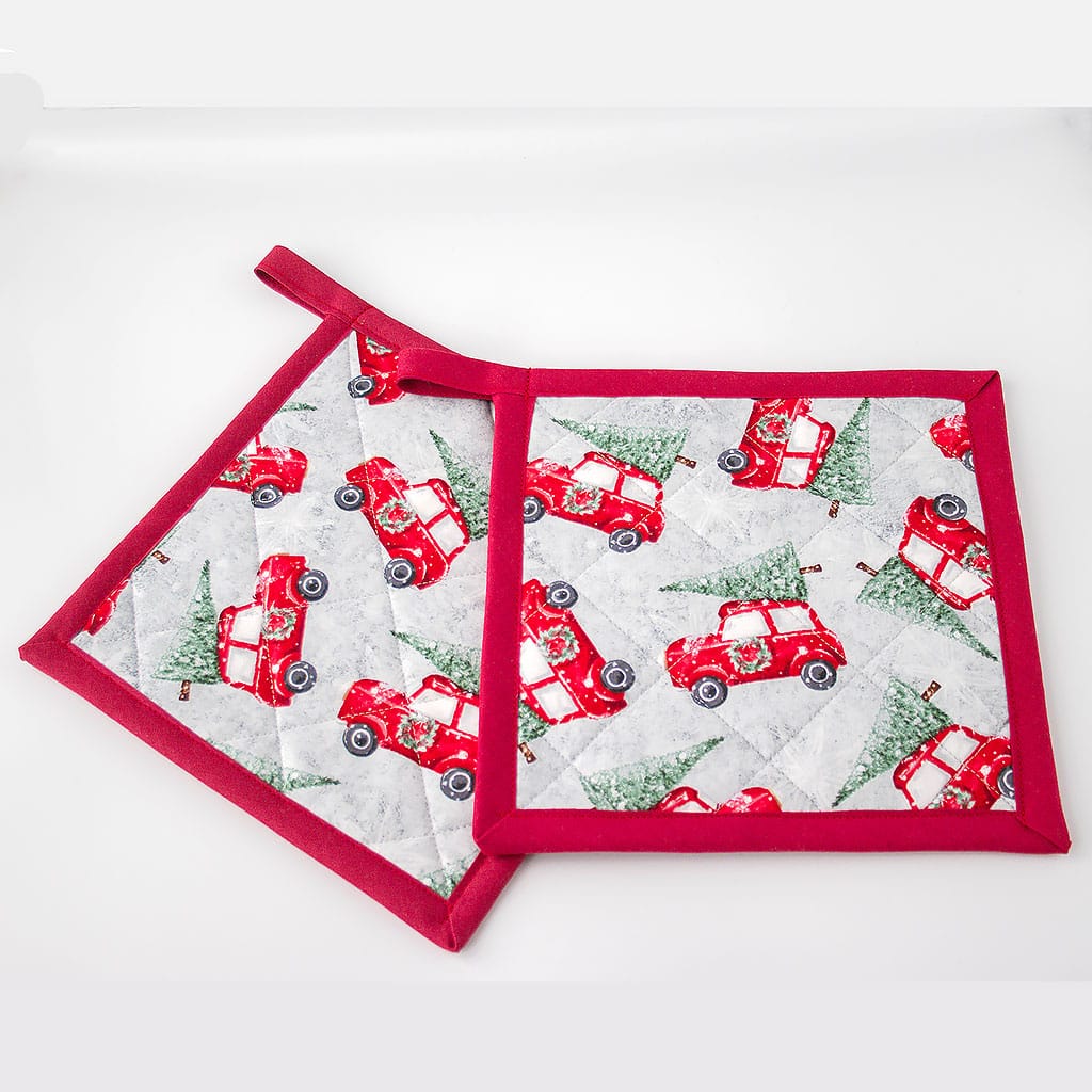 Topflappen mit Auto und Tannenbaum