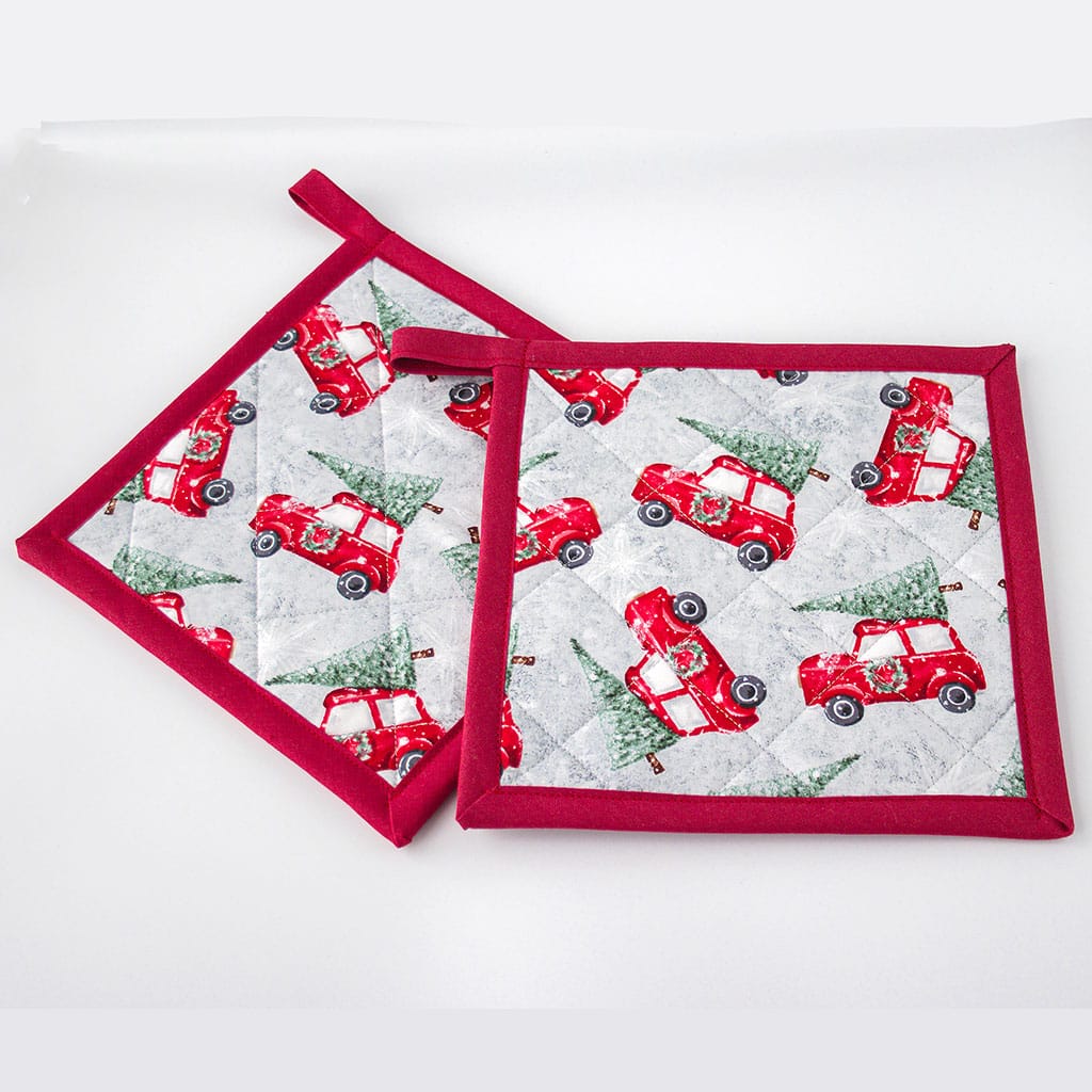 Topflappen mit Auto und Tannenbaum