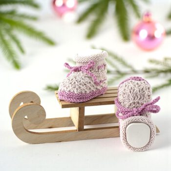 Babyschuhe gestrickt Rosa und Beere