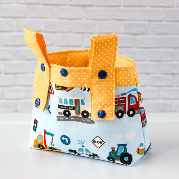 Lenkertasche für Kinder mit Autos groß rückseite