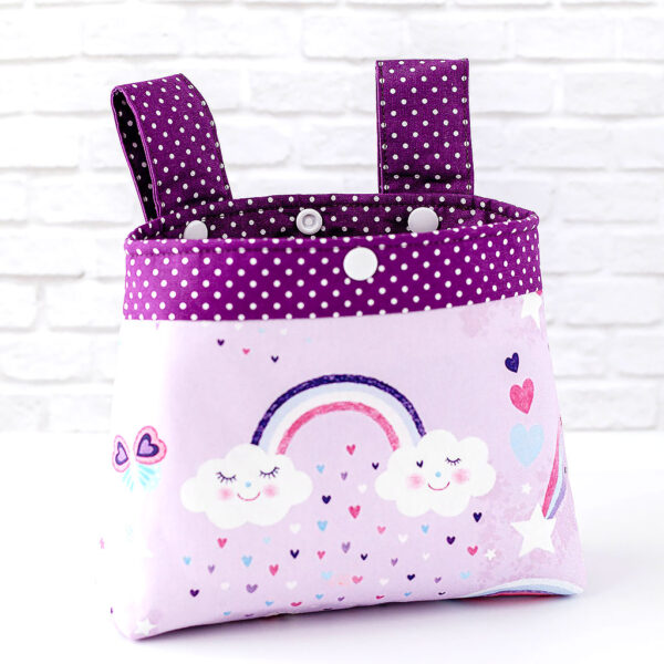 Lenkertasche mit Regenbogenwolken lila Vorderseite