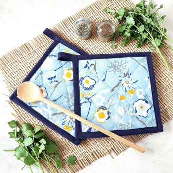 Topflappen mit Blumen, Rückseite Waffelpique