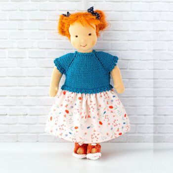 Puppenkleidung Sommerwiese mit Strickoberteil