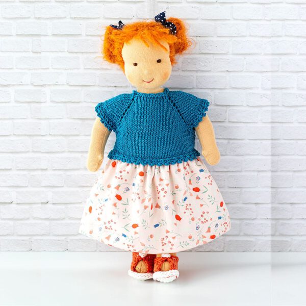 Puppenkleidung Sommerwiese mit Strickoberteil