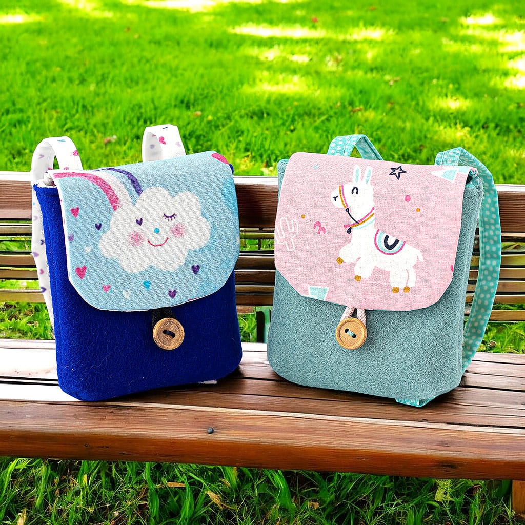 Puppenrucksack für Waldorfpuppen mit Lama oder Wolke