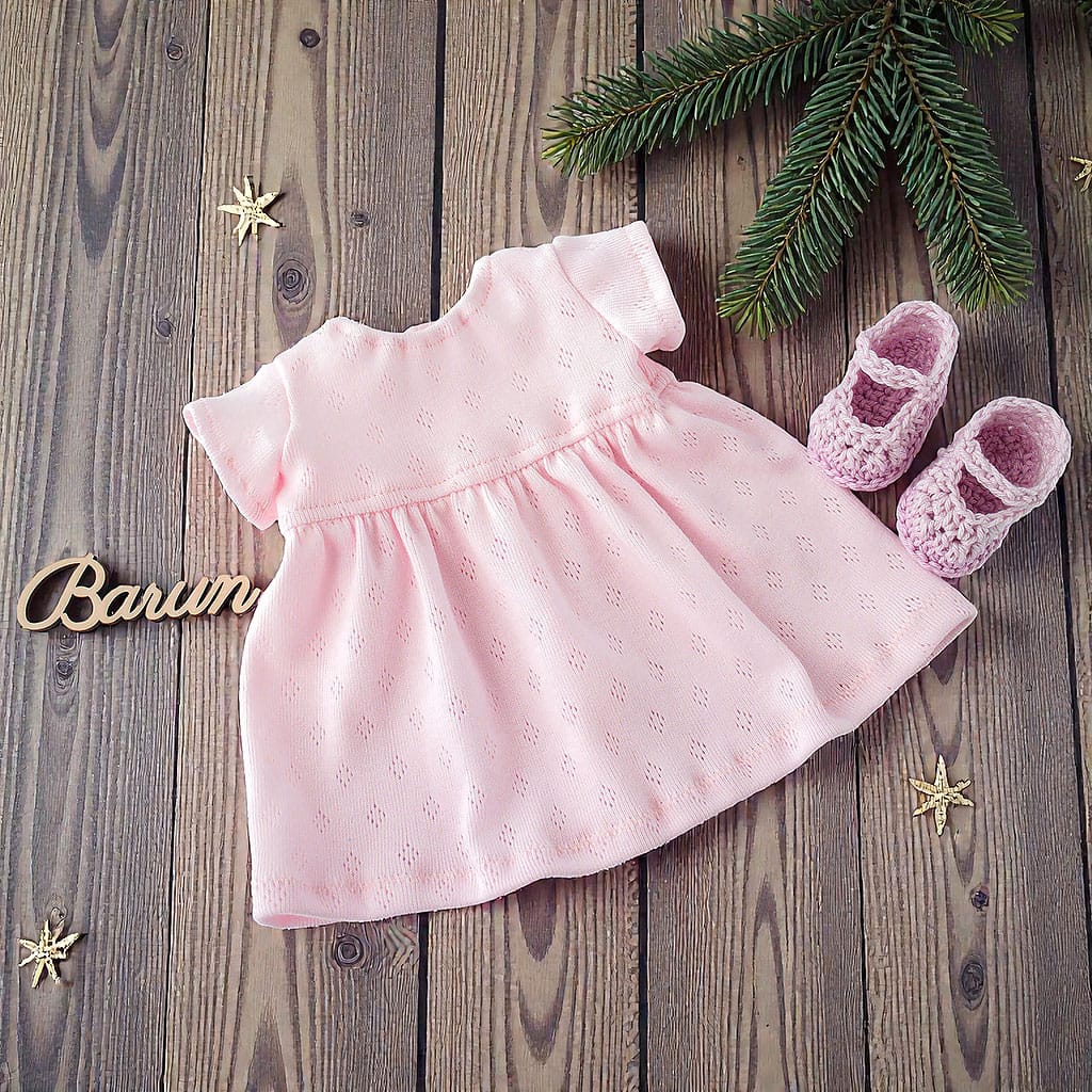 Puppenkleid rose mit Schuhen