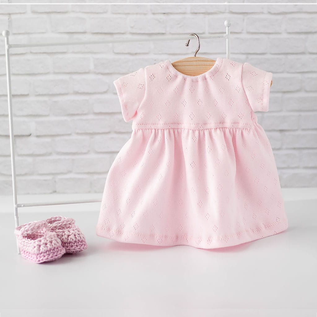 Puppenkleid rose mit Schuhen